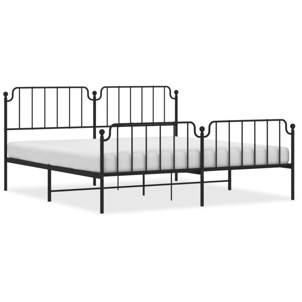 (black, 193 x 203 cm/with headboard & footboard) vidaXL Metal Bed Frame Home Bedroom Bed Base Mattress Foundation Bedstead