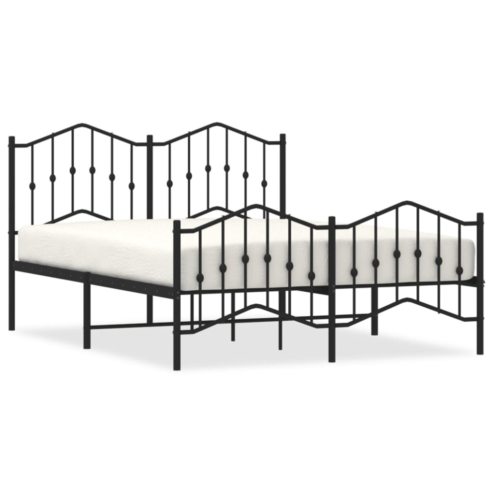 (black, 140 x 200 cm/with headboard & footboard) vidaXL Metal Bed Frame Home Bedroom Bed Base Mattress Foundation Bedstead