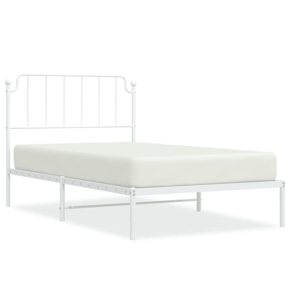 (white, 107 x 203 cm/with headboard) vidaXL Metal Bed Frame Home Bedroom Bed Base Mattress Foundation Bedstead