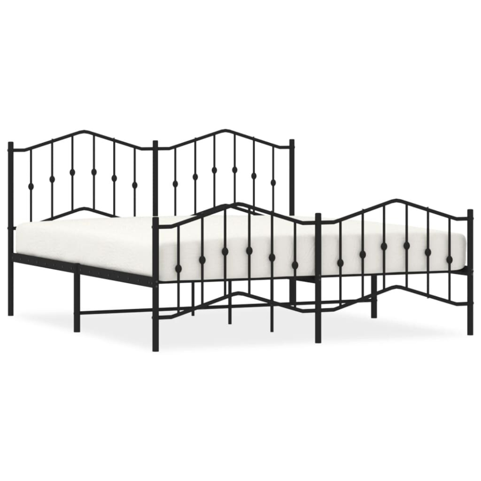 (black, 160 X 200 cm/with Headboard & footboard) vidaXL Metal Bed Frame Home Bedroom Bed Base Mattress Foundation Bedstead