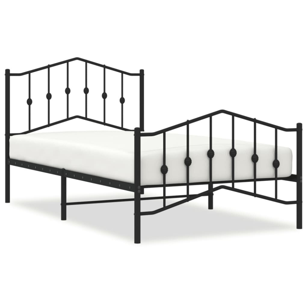 (black, 100 x 190 cm/with headboard & footboard) vidaXL Metal Bed Frame Home Bedroom Bed Base Mattress Foundation Bedstead