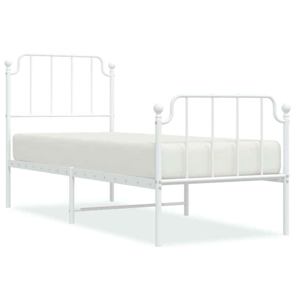 (white, 80 x 200 cm/with headboard & footboard) vidaXL Metal Bed Frame Home Bedroom Bed Base Mattress Foundation Bedstead