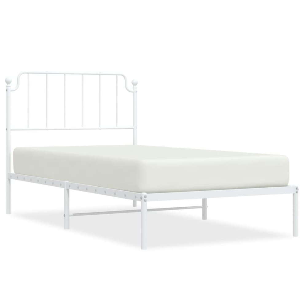 (white, 100 x 190 cm/with headboard) vidaXL Metal Bed Frame Home Bedroom Bed Base Mattress Foundation Bedstead