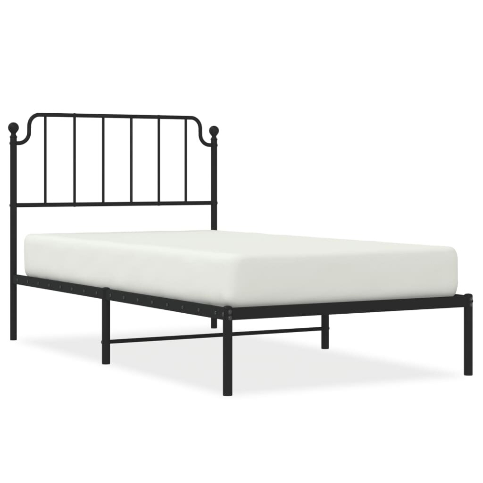 (black, 100 x 200 cm/with headboard) vidaXL Metal Bed Frame Home Bedroom Bed Base Mattress Foundation Bedstead