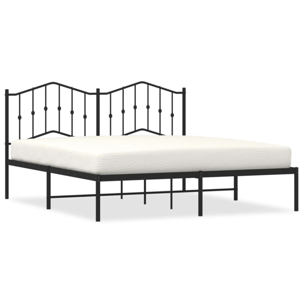 Vidaxl (Black, 160 X 200 Cm/With Headboard) Metal Bed Frame Home Bedroom Bed Base Mattress Foundation Bedstead