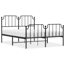 (black, 150 x 200 cm/with headboard & footboard) vidaXL Metal Bed Frame Home Bedroom Bed Base Mattress Foundation Bedstead