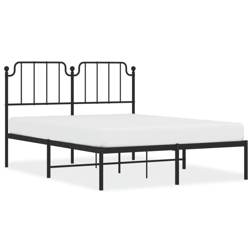 (black, 140 x 200 cm/with headboard) vidaXL Metal Bed Frame Home Bedroom Bed Base Mattress Foundation Bedstead