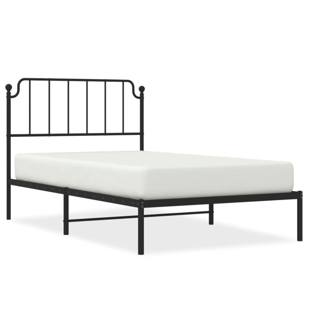 (black, 107 x 203 cm/with headboard) vidaXL Metal Bed Frame Home Bedroom Bed Base Mattress Foundation Bedstead