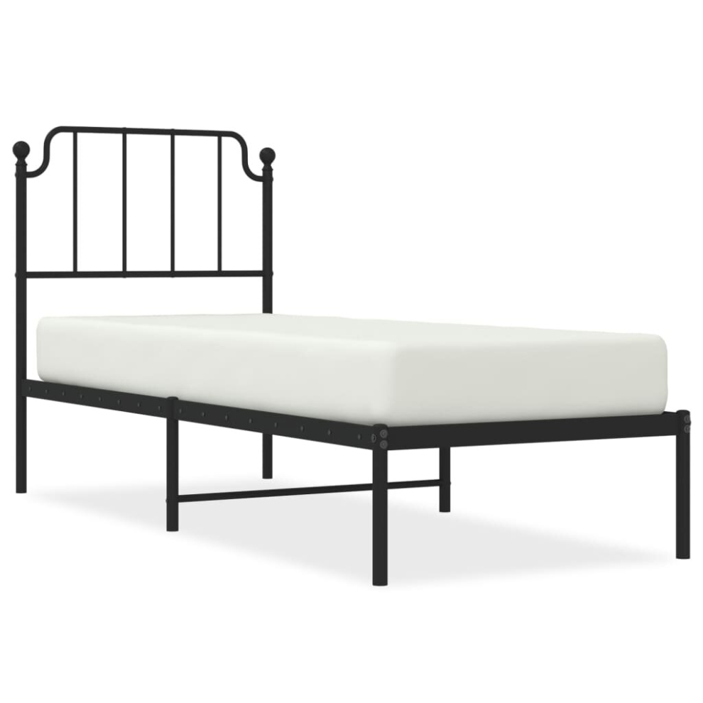 (black, 75 x 190 cm/with headboard) vidaXL Metal Bed Frame Home Bedroom Bed Base Mattress Foundation Bedstead