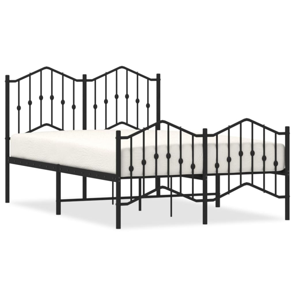 (black, 120 x 200 cm/with headboard & footboard) vidaXL Metal Bed Frame Home Bedroom Bed Base Mattress Foundation Bedstead