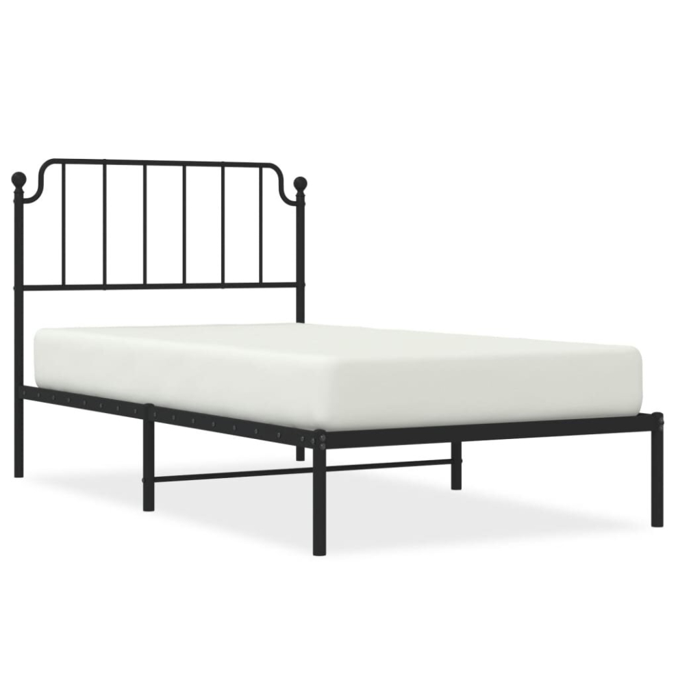 (black, 100 x 190 cm/with headboard) vidaXL Metal Bed Frame Home Bedroom Bed Base Mattress Foundation Bedstead