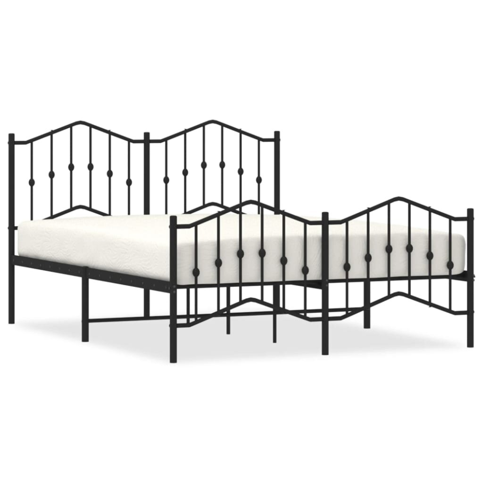 (black, 140 x 190 cm/with headboard & footboard) vidaXL Metal Bed Frame Home Bedroom Bed Base Mattress Foundation Bedstead