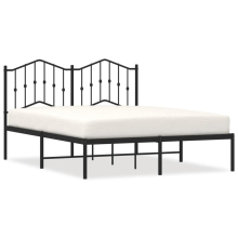 (black, 150 x 200 cm/with headboard) vidaXL Metal Bed Frame Home Bedroom Bed Base Mattress Foundation Bedstead