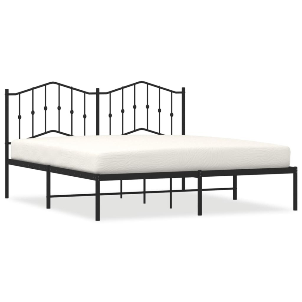 Vidaxl (Black, 180 X 200 Cm/With Headboard) Metal Bed Frame Home Bedroom Bed Base Mattress Foundation Bedstead