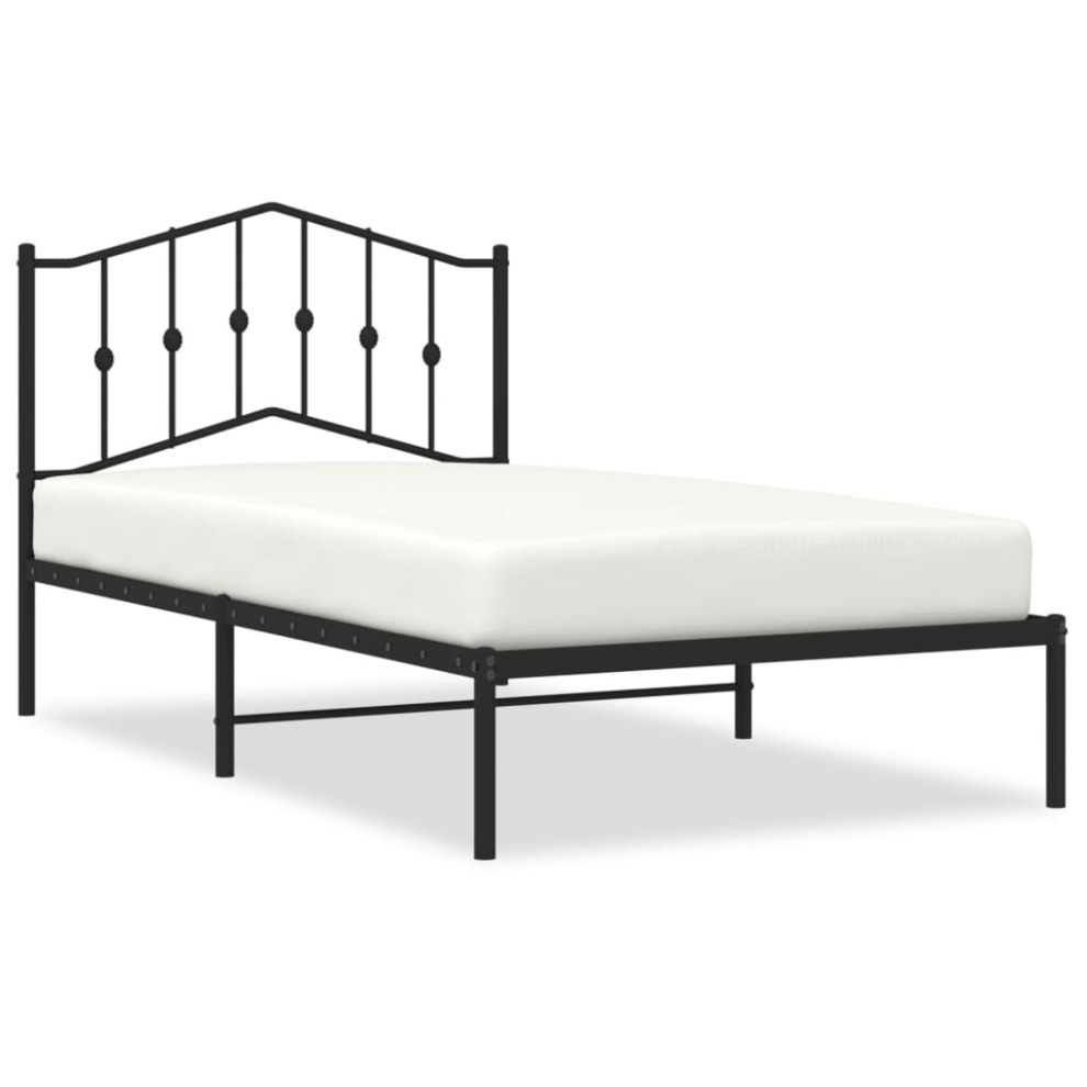 (black, 100 x 190 cm/with headboard) vidaXL Metal Bed Frame Home Bedroom Bed Base Mattress Foundation Bedstead