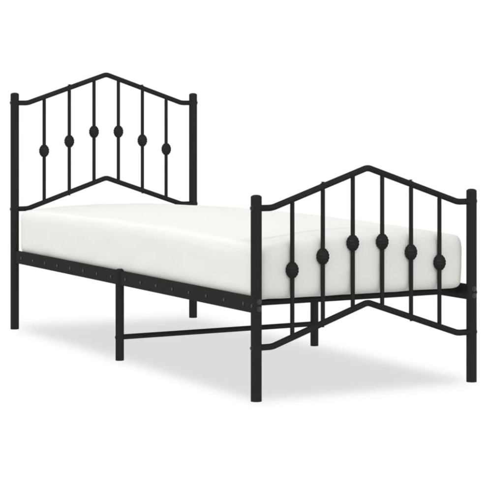 (black, 75 x 190 cm/with headboard & footboard) vidaXL Metal Bed Frame Home Bedroom Bed Base Mattress Foundation Bedstead