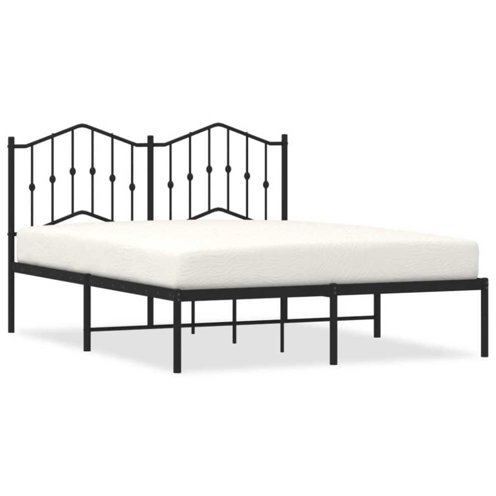 (black, 140 x 190 cm/with headboard) vidaXL Metal Bed Frame Home Bedroom Bed Base Mattress Foundation Bedstead