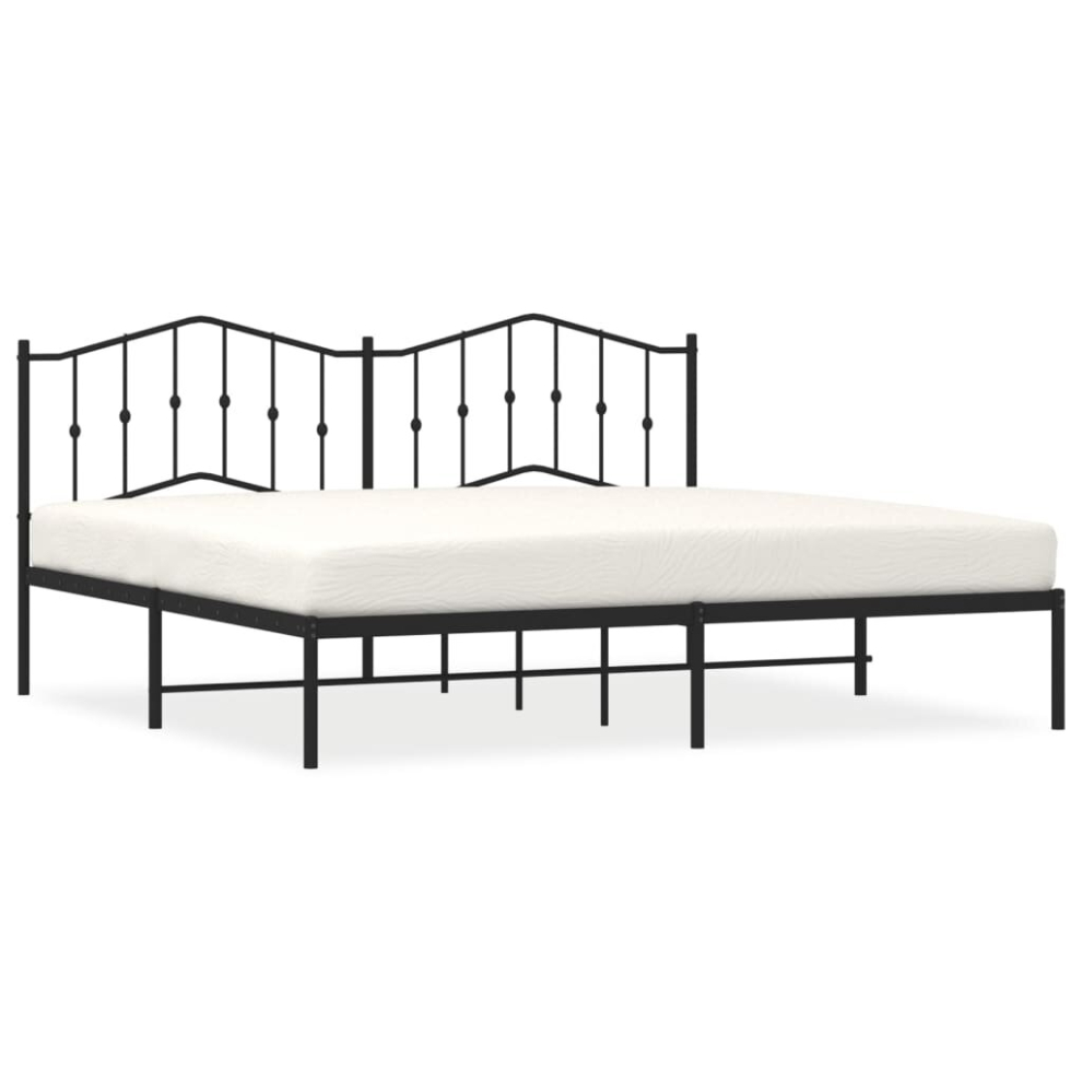 Vidaxl (Black, 193 X 203 Cm/With Headboard) Metal Bed Frame Home Bedroom Bed Base Mattress Foundation Bedstead