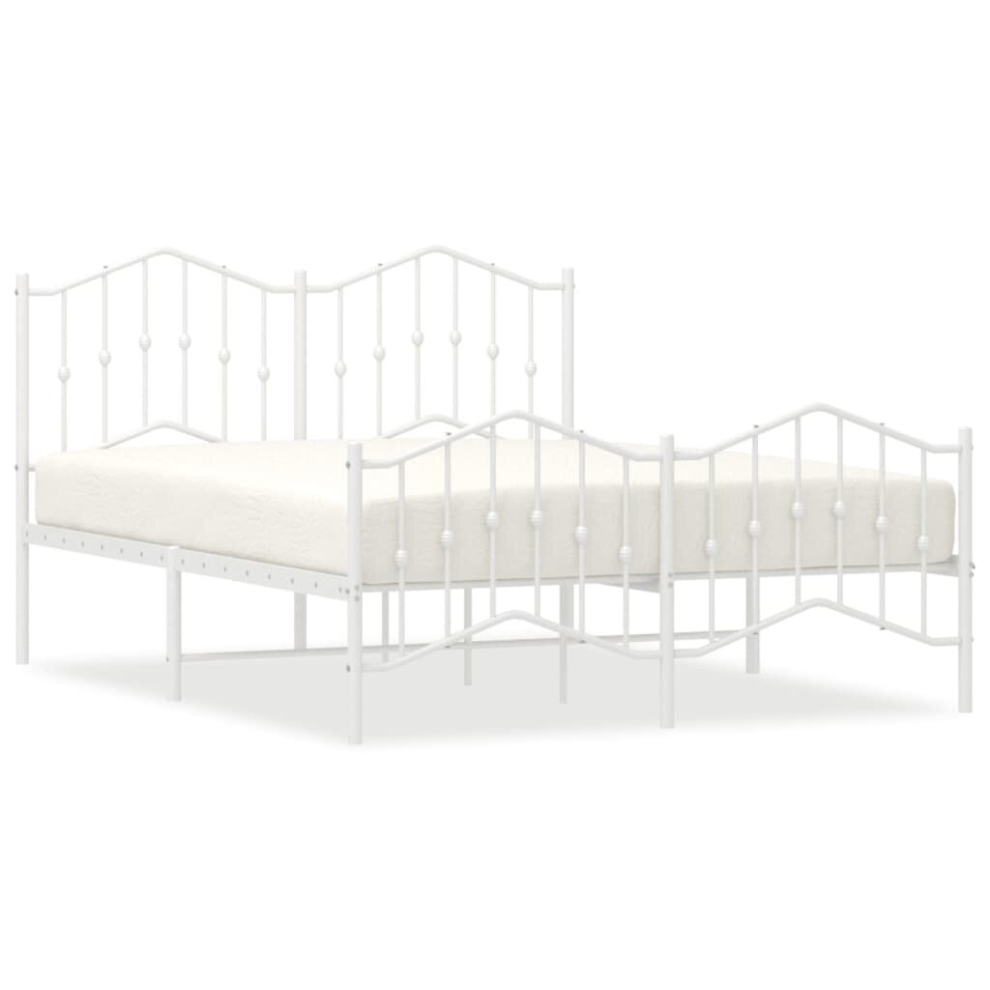 (white, 140 x 200 cm/with headboard & footboard) vidaXL Metal Bed Frame Home Bedroom Bed Base Mattress Foundation Bedstead