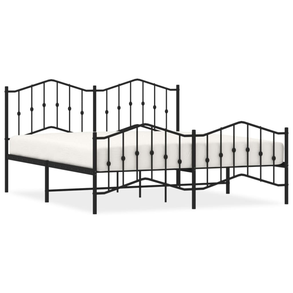 (black, 180 x 200 cm/with headboard & footboard) vidaXL Metal Bed Frame Home Bedroom Bed Base Mattress Foundation Bedstead