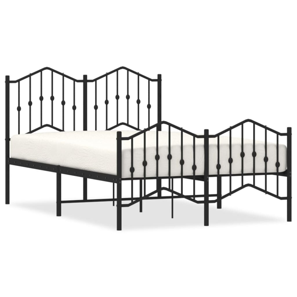 (black, 120 x 190 cm/with headboard & footboard) vidaXL Metal Bed Frame Home Bedroom Bed Base Mattress Foundation Bedstead