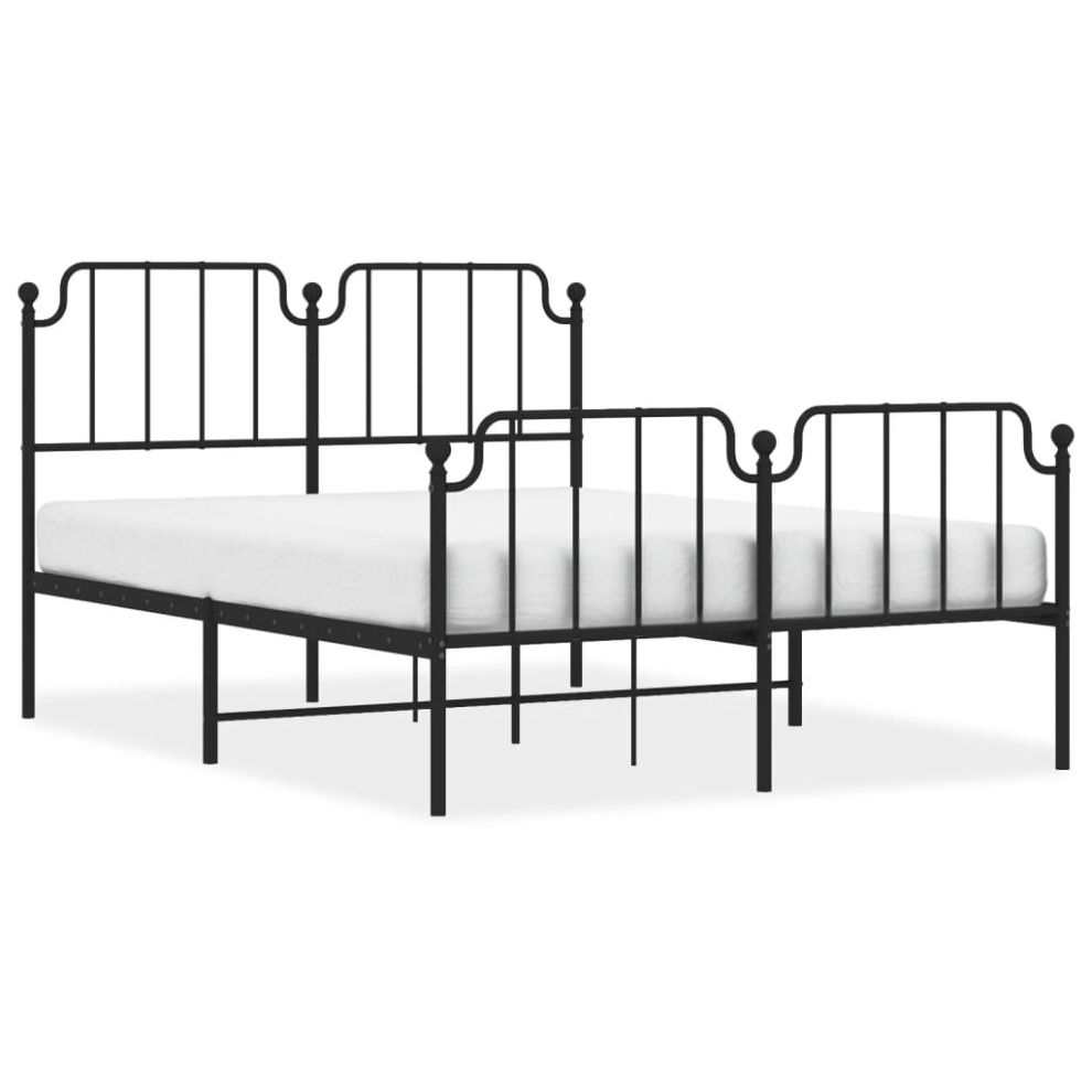 (black, 140 x 200 cm/with headboard & footboard) vidaXL Metal Bed Frame Home Bedroom Bed Base Mattress Foundation Bedstead