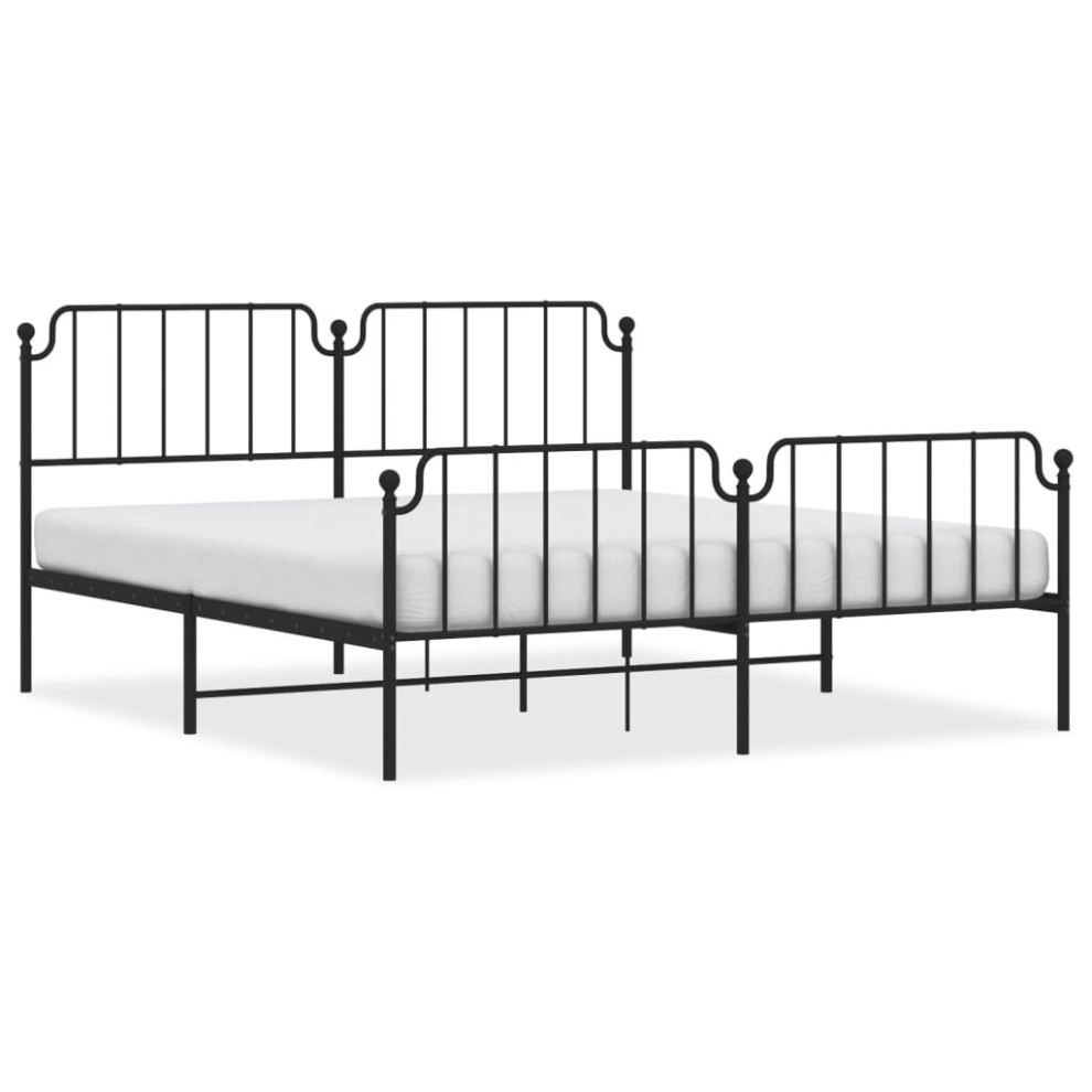 (black, 183 x 213 cm/with headboard & footboard) vidaXL Metal Bed Frame Home Bedroom Bed Base Mattress Foundation Bedstead