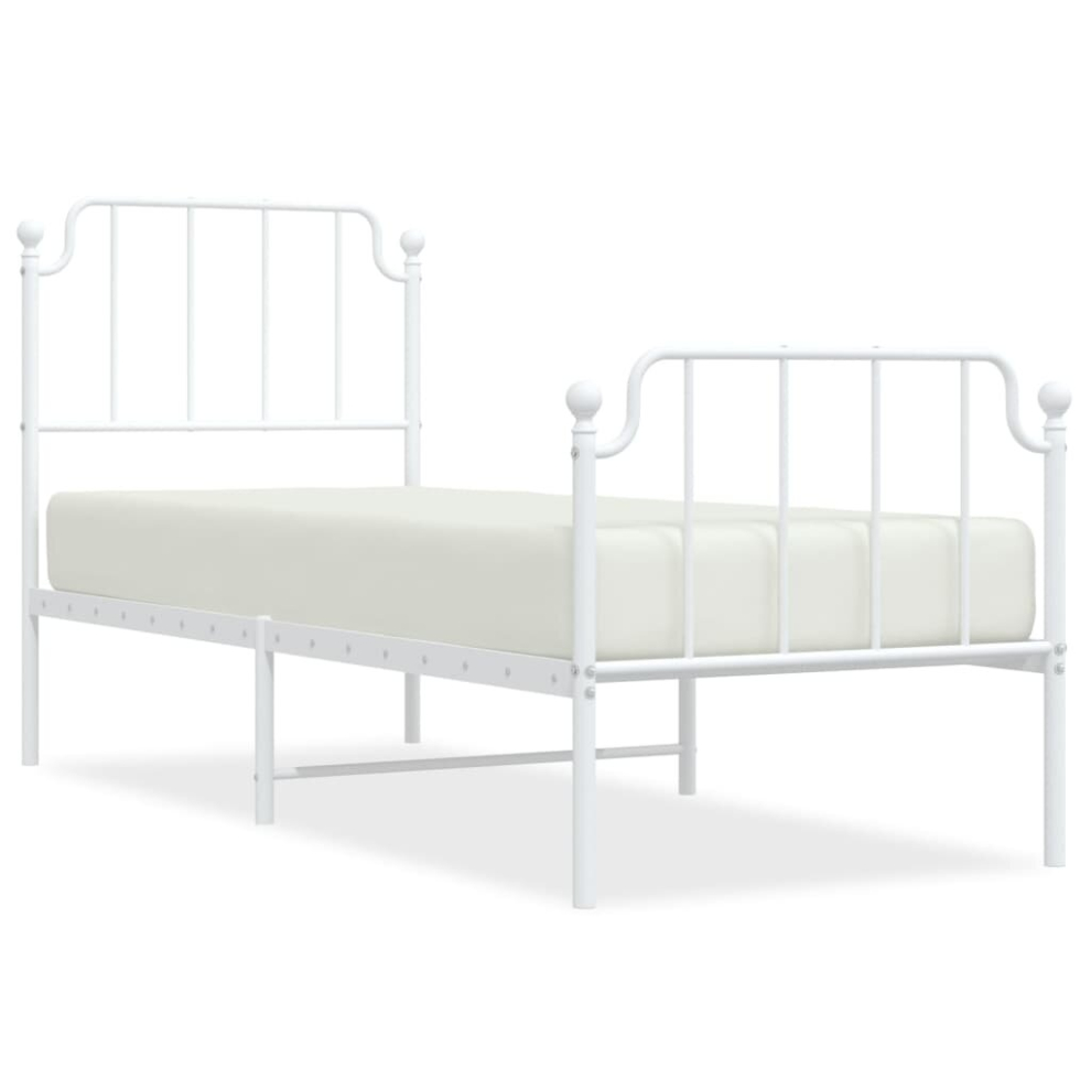 (white, 75 x 190 cm/with headboard & footboard) vidaXL Metal Bed Frame Home Bedroom Bed Base Mattress Foundation Bedstead