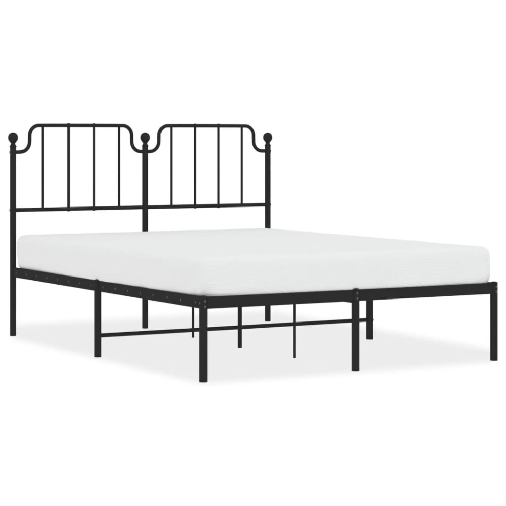 (black, 140 x 190 cm/with headboard) vidaXL Metal Bed Frame Home Bedroom Bed Base Mattress Foundation Bedstead