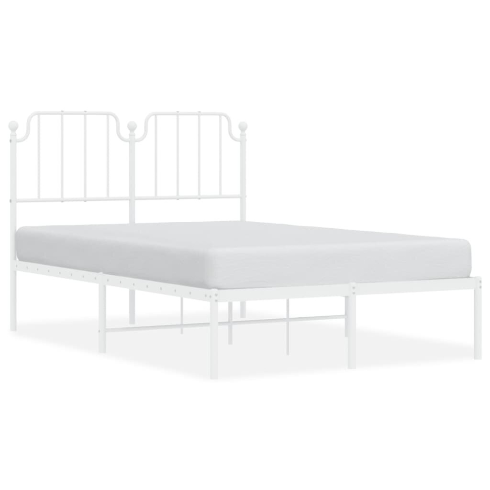 (white, 120 x 190 cm/with headboard) vidaXL Metal Bed Frame Home Bedroom Bed Base Mattress Foundation Bedstead