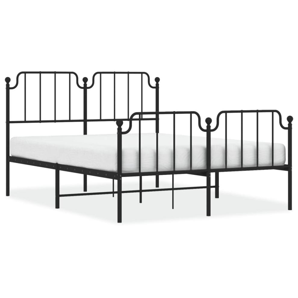 (black, 135 x 190 cm/with headboard & footboard) vidaXL Metal Bed Frame Home Bedroom Bed Base Mattress Foundation Bedstead