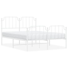 (white, 140 x 190 cm/with headboard & footboard) vidaXL Metal Bed Frame Home Bedroom Bed Base Mattress Foundation Bedstead