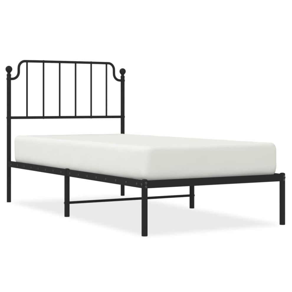 (black, 90 x 190 cm/with headboard) vidaXL Metal Bed Frame Home Bedroom Bed Base Mattress Foundation Bedstead