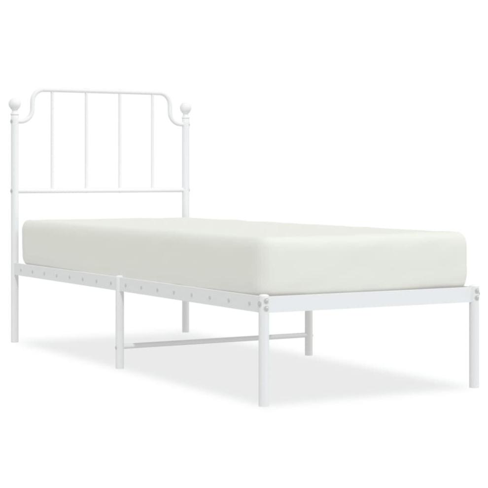 (white, 80 x 200 cm/with headboard) vidaXL Metal Bed Frame Home Bedroom Bed Base Mattress Foundation Bedstead