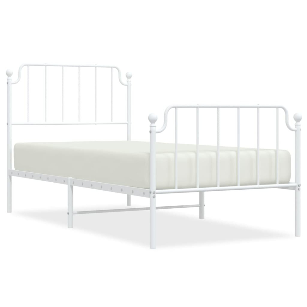 (white, 90 x 190 cm/with headboard & footboard) vidaXL Metal Bed Frame Home Bedroom Bed Base Mattress Foundation Bedstead