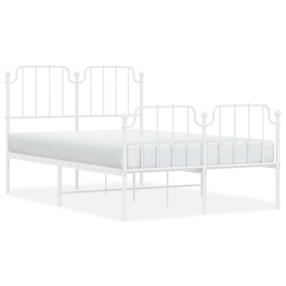 (white, 120 X 200 cm/with Headboard & footboard) vidaXL Metal Bed Frame Home Bedroom Bed Base Mattress Foundation Bedstead