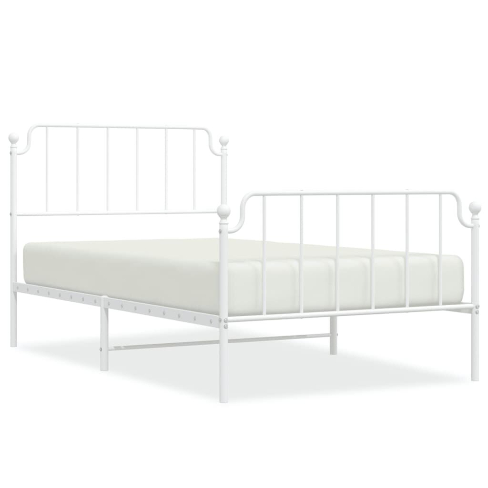 (white, 107 x 203 cm/with headboard & footboard) vidaXL Metal Bed Frame Home Bedroom Bed Base Mattress Foundation Bedstead