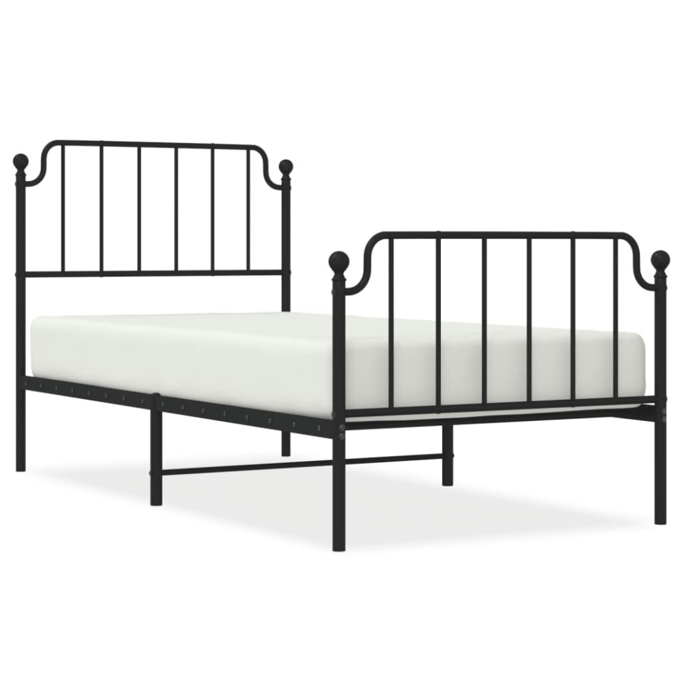 (black, 90 X 200 cm/with Headboard & footboard) vidaXL Metal Bed Frame Home Bedroom Bed Base Mattress Foundation Bedstead