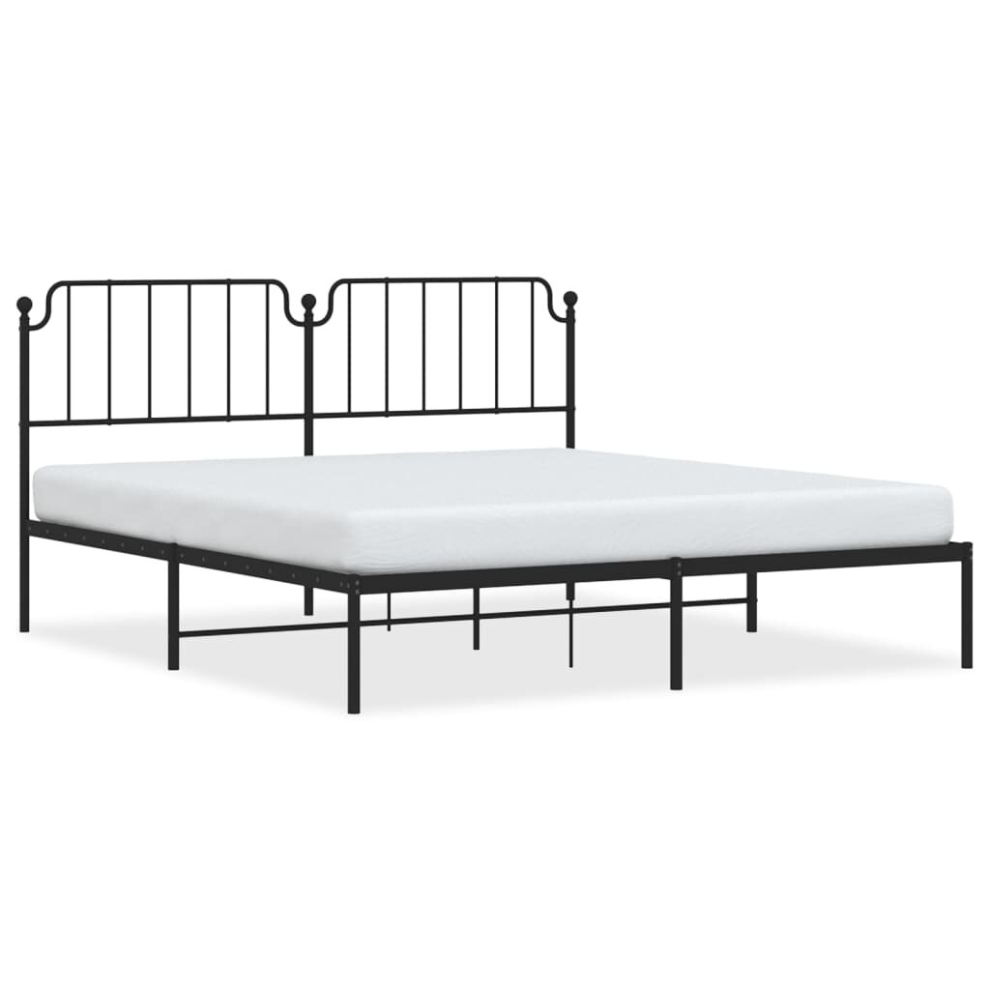 (black, 180 x 200 cm/with headboard) vidaXL Metal Bed Frame Home Bedroom Bed Base Mattress Foundation Bedstead