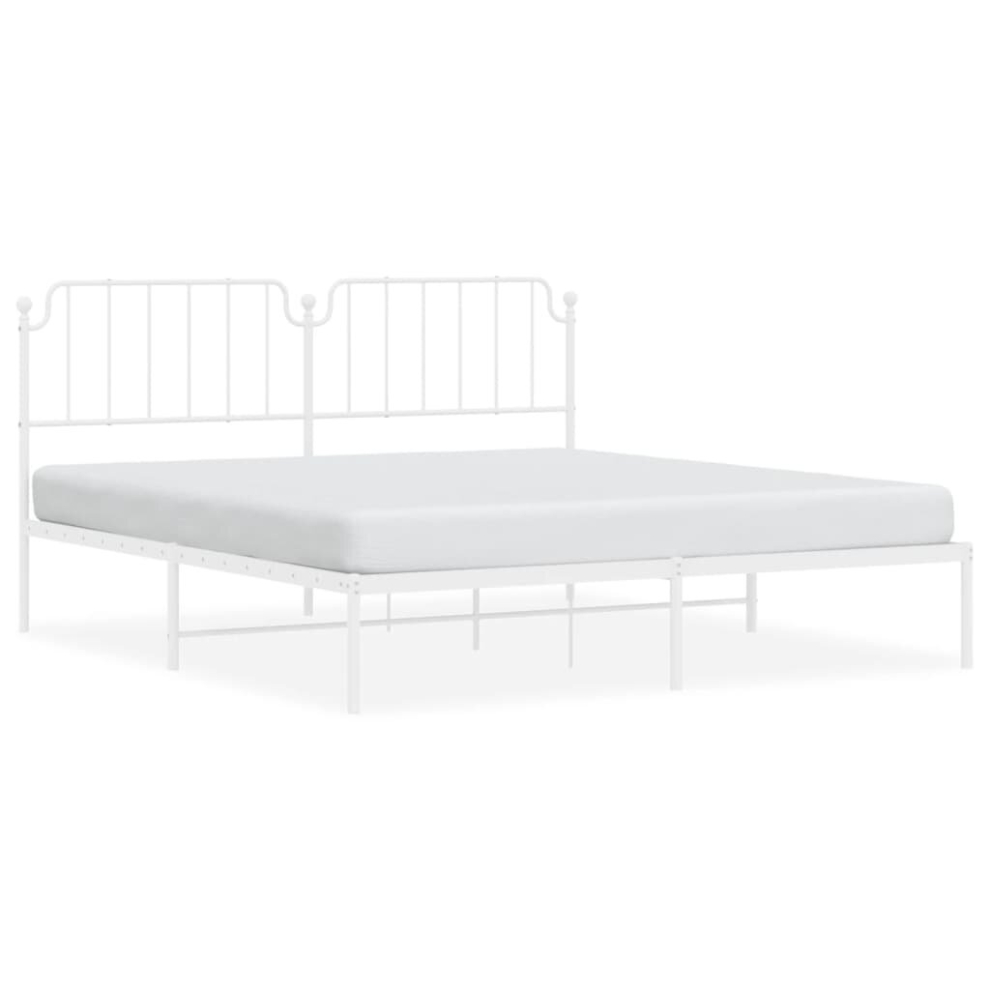 (white, 180 x 200 cm/with headboard) vidaXL Metal Bed Frame Home Bedroom Bed Base Mattress Foundation Bedstead