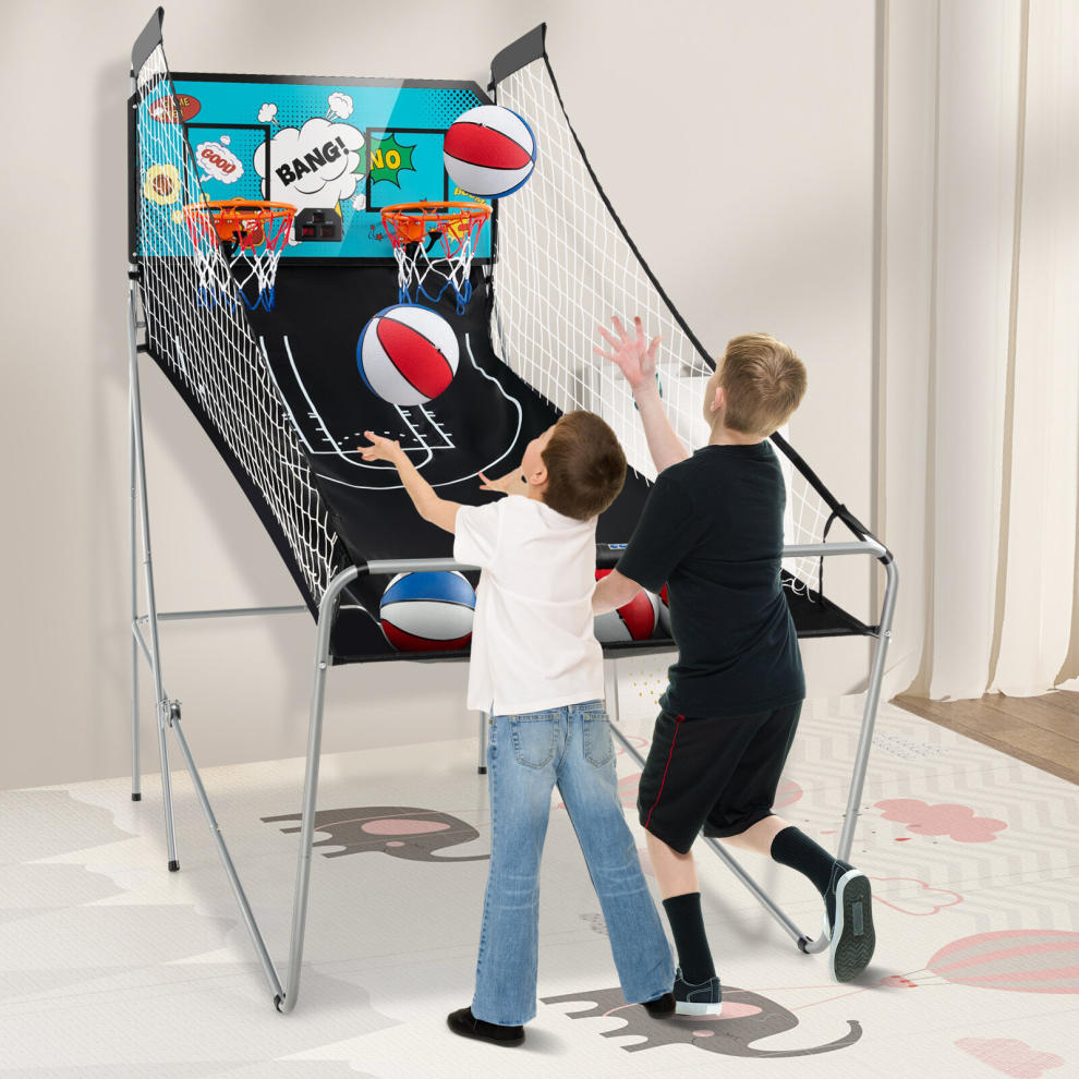 Electronic Double Basketball Hoop Game Basketball Arcade Shootout W/LED Scoreboard