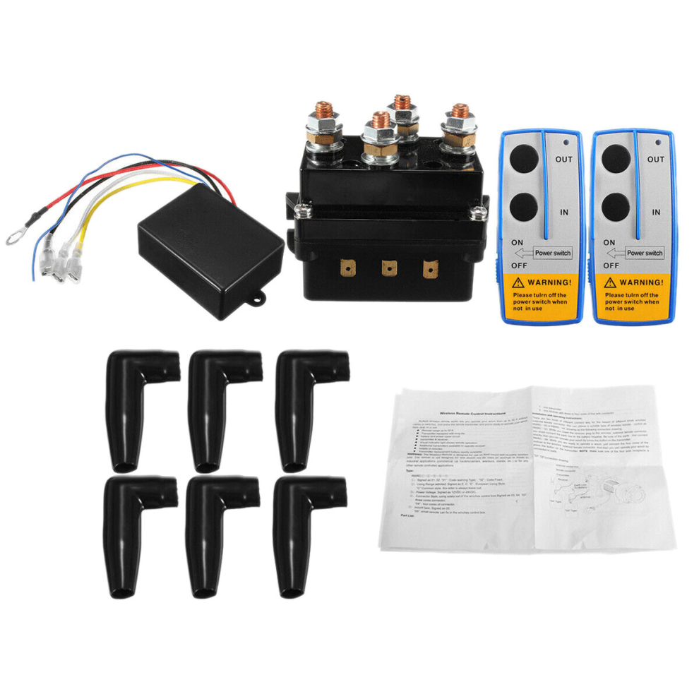 12V 500A Winch Solenoid Relay Contactor+ Wireless Winch Remote Control Kit For Truck Atv 5500-12000Lbs Winch (500A) Black 4851069298268
