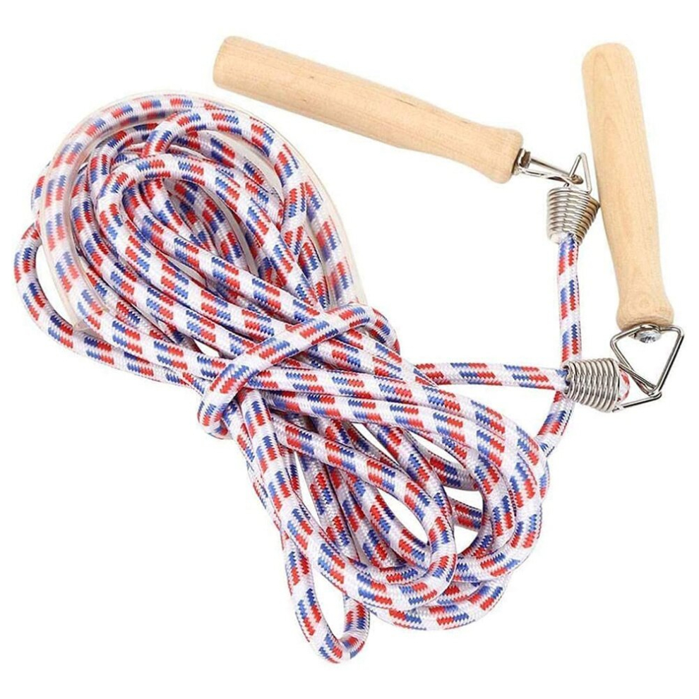10M Skipping Rope for Multiple Players,with Wooden Handle, Jump Rope for School Sport Outdoor Activities,Blue 