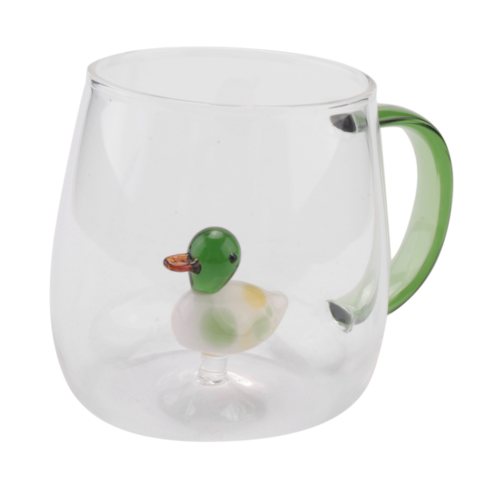 3D Cartoon Glass Cup Home Cute Juice Cold Drink Water Cup Coffee Tea Milk Transparent Simple Glass Mug M 