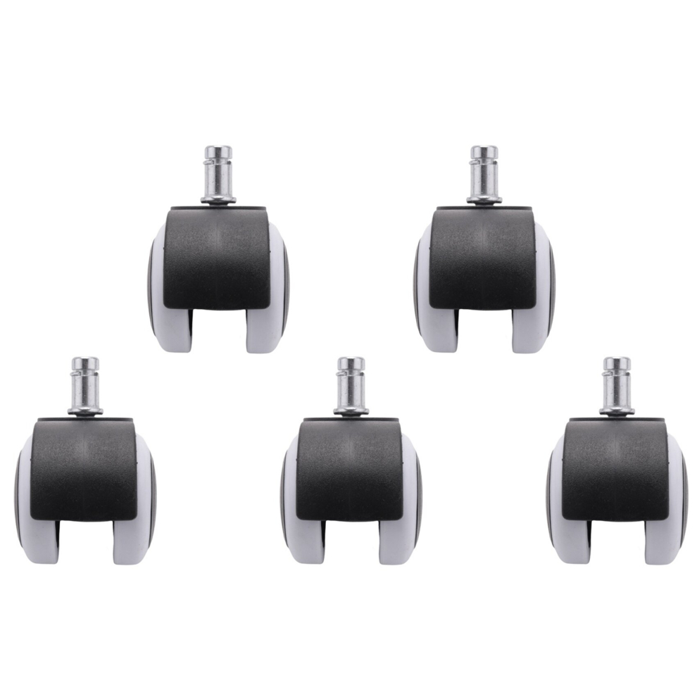 50mm Office Chair Roller Castor Wheels - Set of 5 - black&white