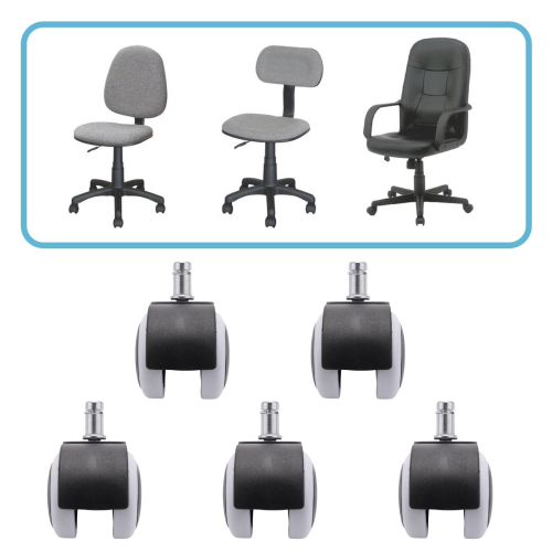 50mm Bürostuhlrollen - 5er Set - schwarz/weiß 2