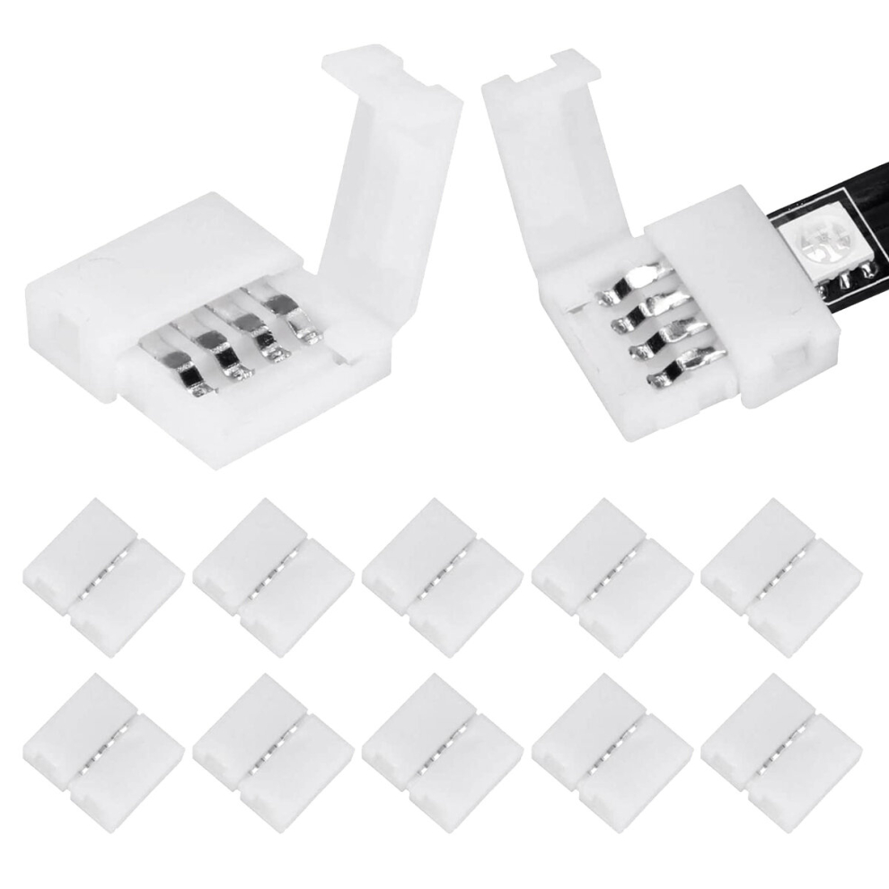 50Packs 4-Pin Rgb Led Strip Connectors 10Mm Led Strip Gapless Solderless Adapter Terminal Extension Light 4851069298671