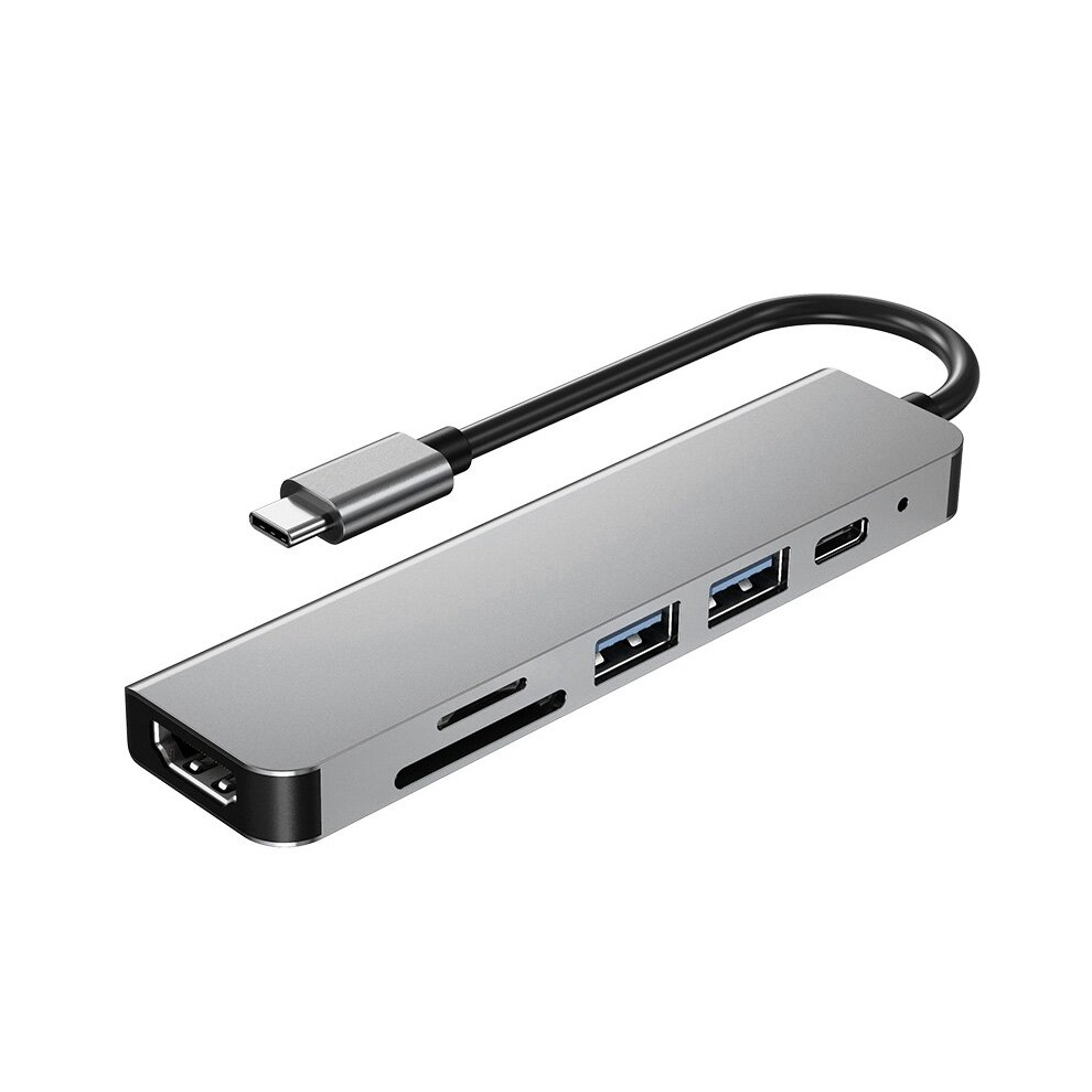 6 In 1 Usb Type C Hub Adapter With 4K 30Hz -Compatible Multiport Card Reader Usb3.0 Tf Pd Video Multi Ports Adapter 4762963344671