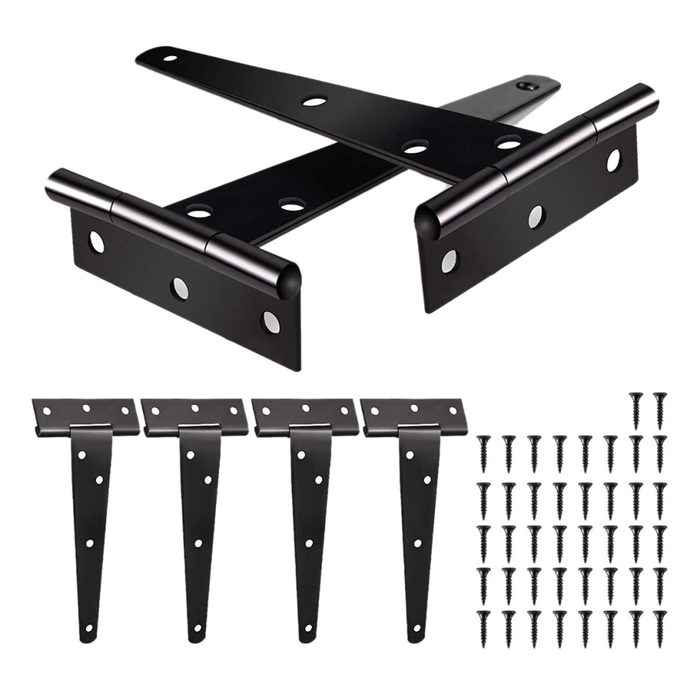 6 Pack Heavy Duty Tee Hinge, 150mm 6 Inch T Hinge Metal Strap Tee Hinge with Screws for Shed Doors,