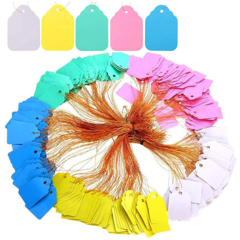 500Pcs Waterproof Tags with String, Plastic Reusable Plant Labels Hanging Marking Tags for Gardening Jewelry Clothing